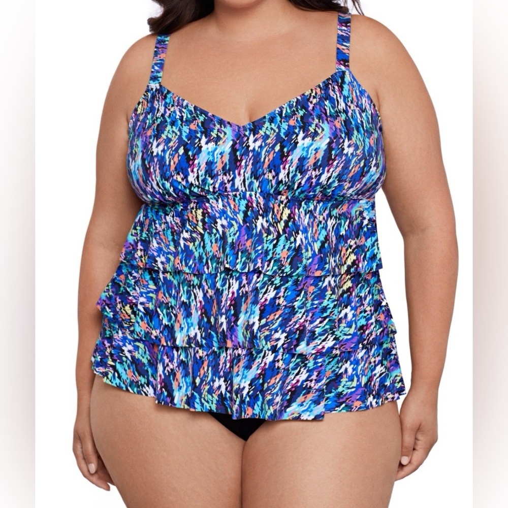 Swim Solutions Fauxkini One Piece Swimsuit - Picture 1 of 3